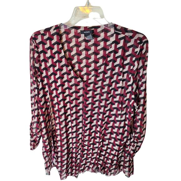 Alfani Lightweight Geometric Print V-Neck Lightweight Blouse, XXL - Picture 1 of 5